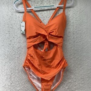Vibrant Orange Kids One Piece Swimsuit